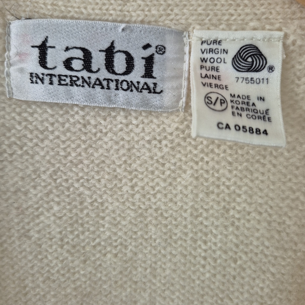 Vintage Grandmacore Wool Cable Knit Button Front Cardigan Sweater Tabi Int Sz M - Picture 7 of 9